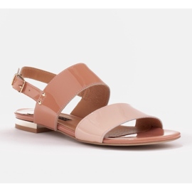 Marco Shoes Sandálias rasas com laca e salto metálico bege 1