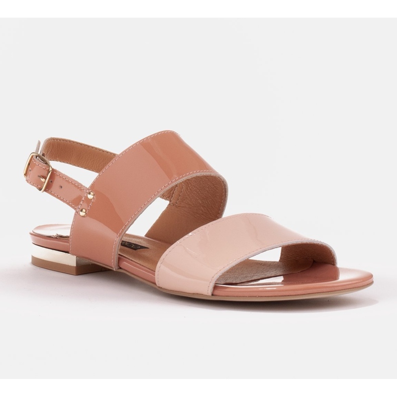 Marco Shoes Sandálias rasas com laca e salto metálico bege 1