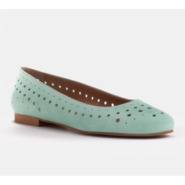 Marco Shoes Bailarinas femininas com perfuração na parte superior verde 1 Marco Shoes Bailarinas femininas com perfuração na parte superior verde 1