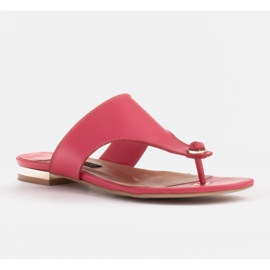 Marco Shoes Chinelos de couro com salto metálico rosa 1