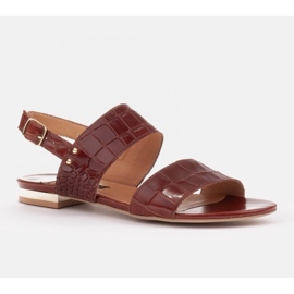 Marco Shoes Sandálias planas de couro genuíno com salto metálico castanho 1