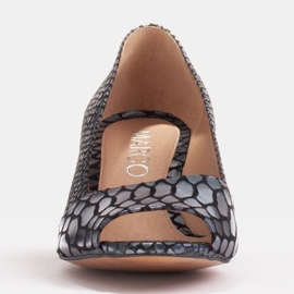 Marco Shoes Calçado feminino confortável com frente aberta azul marinho 1