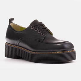 Marco Shoes Mocassins chiara em couro escovado preto 1