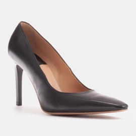 Marco Shoes Alfinetes de couro com frente estendida preto 1