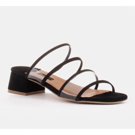 Marco Shoes Chinelos femininos com listras translúcidas preto 1