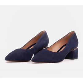 Marco Shoes Bombas de camurça natural com detalhe prateado no calcanhar azul 2