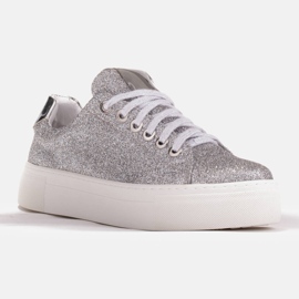 Marco Shoes Tênis feminino com sola grossa 1958P-1207-166-1 prata 1