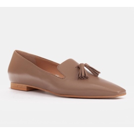 Marco Shoes Senhoras bailarinas femininas com franjas bege 1