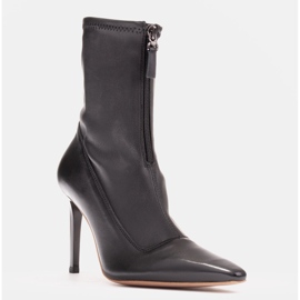 Marco Shoes Salto alto feminino com parte superior flexível preto 1