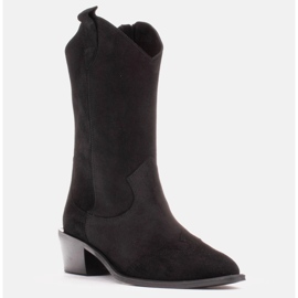 Marco Shoes Botas de cowboy pretas feitas de camurça natural preto 1