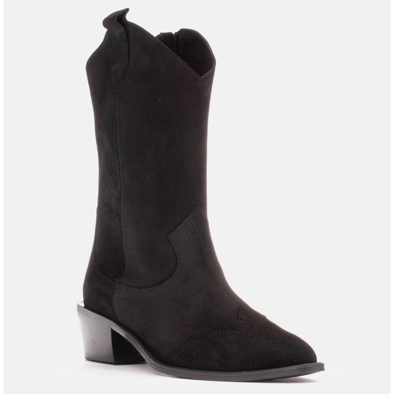 Marco Shoes Botas de cowboy pretas feitas de camurça natural preto 1