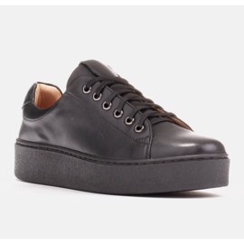 Marco Shoes Tênis esportivos com fundo grosso preto 1