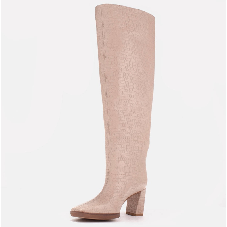 Marco Shoes Botas de salto para uma panturrilha larga bege 1