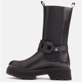 Marco Shoes Botas de cano alto com borracha e cinto trançado preto 1 Marco Shoes Botas de cano alto com borracha e cinto trançado preto 1