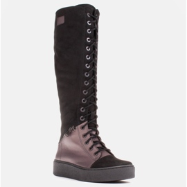 Marco Shoes Botas de amarrar com zíperes decorativos marrom preto 1