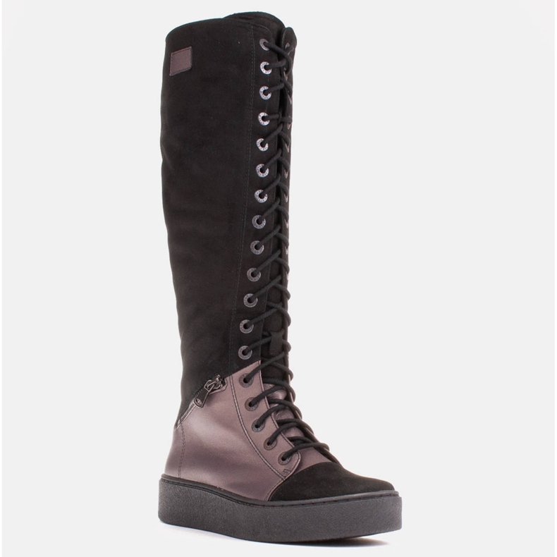 Marco Shoes Botas de amarrar com zíperes decorativos marrom preto 1