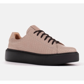 Marco Shoes Tênis leve de couro napa bege 1