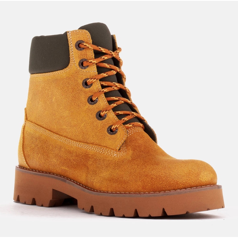 Marco Shoes Botas impermeáveis ​​feitas de couro amarelo impregnado 1