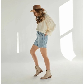 Marco Shoes Botas de cowboy de couro com costura decorativa 2188B-1278-042-1 bege 2