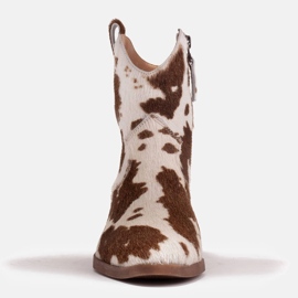 Marco Shoes Botas de cowboy de couro natural com cabelo 2226B-1282-1 bege marrom 2