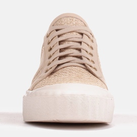 Marco Shoes Tênis com ráfia natural bege 1 Marco Shoes Tênis com ráfia natural bege 1