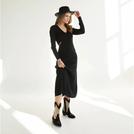 Marco Shoes Botas de cowboy em combinação com camurça e tecido preto 1 Marco Shoes Botas de cowboy em combinação com camurça e tecido preto 1