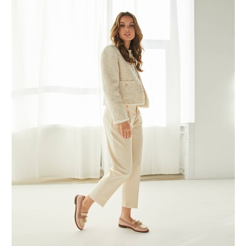 Marco Shoes Mocassim com franjas decorativas bege rosa 1