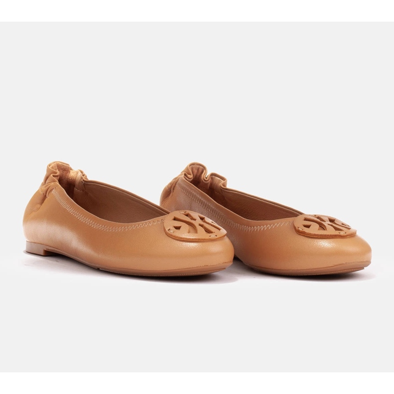 Marco Shoes Bailarinas com decoração em couro liso marrom 1