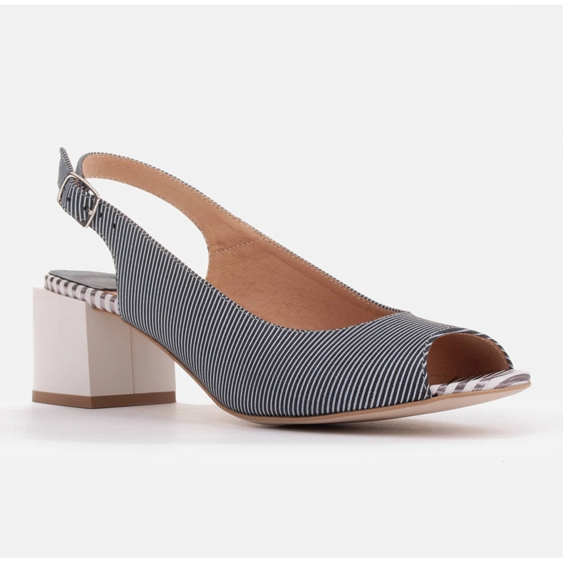 Marco Shoes Sandálias femininas confortáveis ​​com couro interessante azul 1