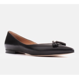 Marco Shoes Bailarinas de couro com franjas decorativas preto 1