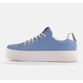 Marco Shoes Tênis leve com sola grossa azul prata 2