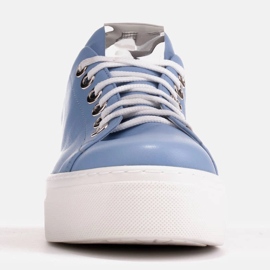 Marco Shoes Tênis leve com sola grossa azul prata 5