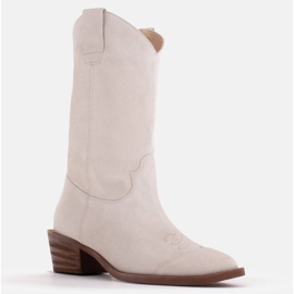 Marco Shoes Botas de cowboy sem isolamento de camurça natural branco 1