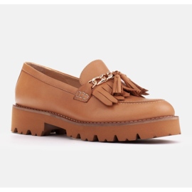 Marco Shoes Mocassins com corrente de ouro em sola clara bege 1