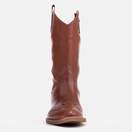 Marco Shoes Botas de cowboy de couro granulado marrom 1598B-003-1 BP castanho 2