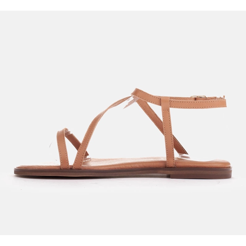 Marco Shoes Sandálias de couro com fundo plano castanho 2