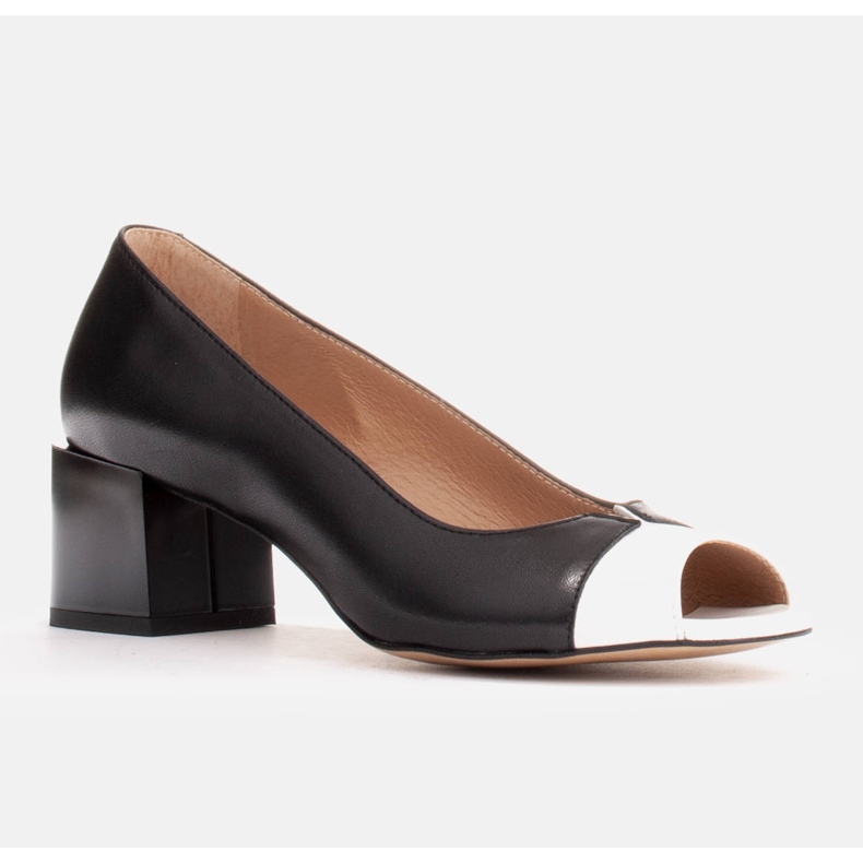 Marco Shoes bombas de couro preto e branco 1