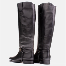 Marco Shoes Botas de couro para uma panturrilha larga preto 1