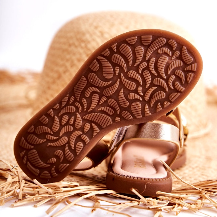 FR1 Sandália infantil com velcro Layra dourado 3