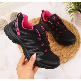 Tênis de trekking feminino impermeável preto e rosa American Club 2