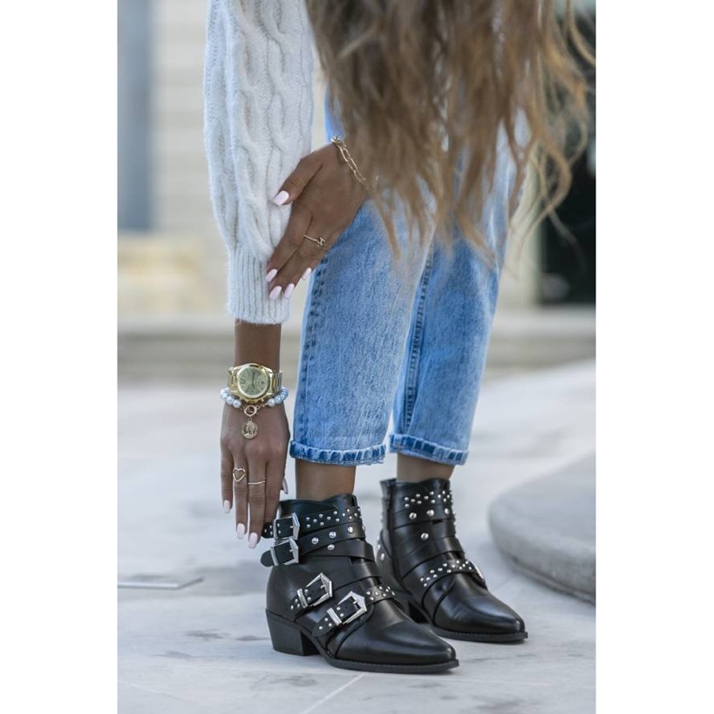 Botas rock pretas com fivelas Love Bites preto 1