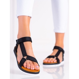 SHELOVET Sandálias elegantes com velcro preto 2