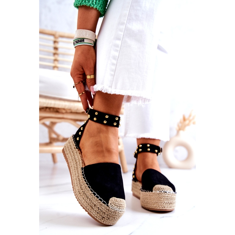 FB2 Sandálias pretas Lillian alpargatas com jatos preto 2 FB2 Sandálias pretas Lillian alpargatas com jatos preto 2