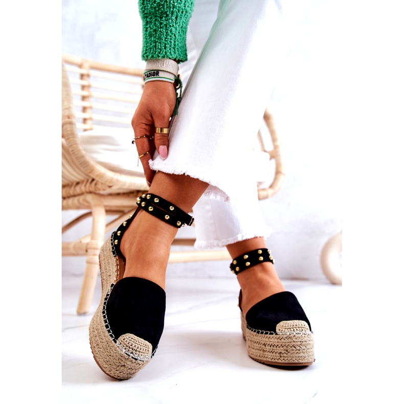 FB2 Sandálias pretas Lillian alpargatas com jatos preto 3 FB2 Sandálias pretas Lillian alpargatas com jatos preto 3
