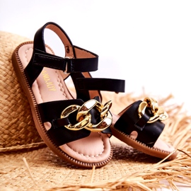 FR1 Sandália infantil com velcro Layra preto dourado 1