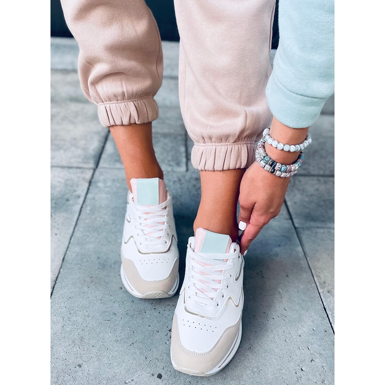 Tênis esportivo Devi Bege de sola alta multicolorido 2