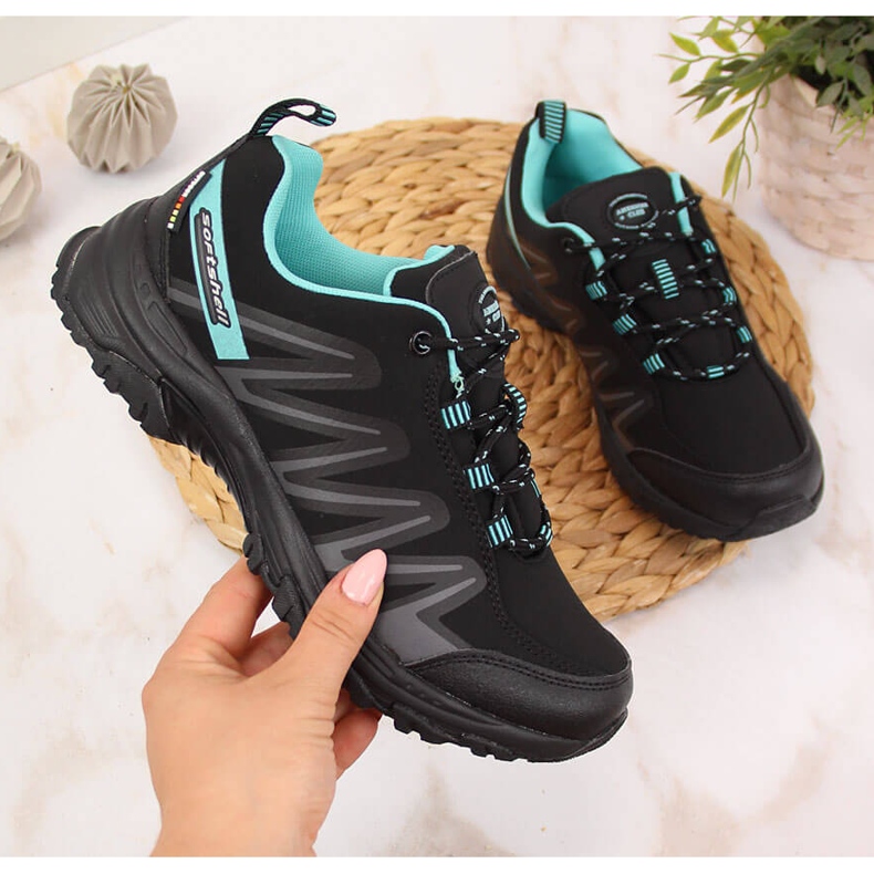 Tênis de trekking feminino impermeável preto e menta American Club 2