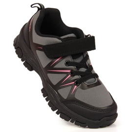 Sapatos de trekking para crianças impermeáveis ​​com velcro cinza American Club preto 1
