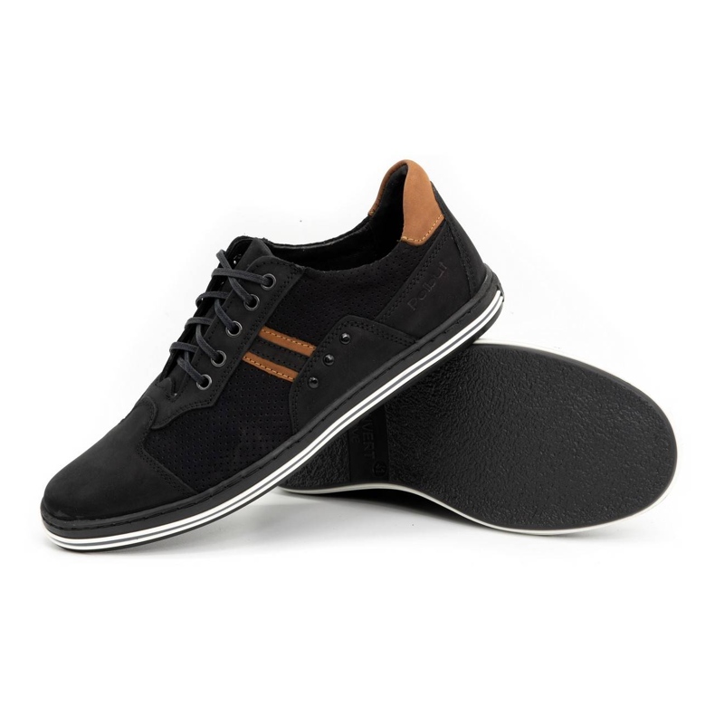 Polbut Sapatos masculinos casuais 1801P preto nubuck / camelo castanho 2