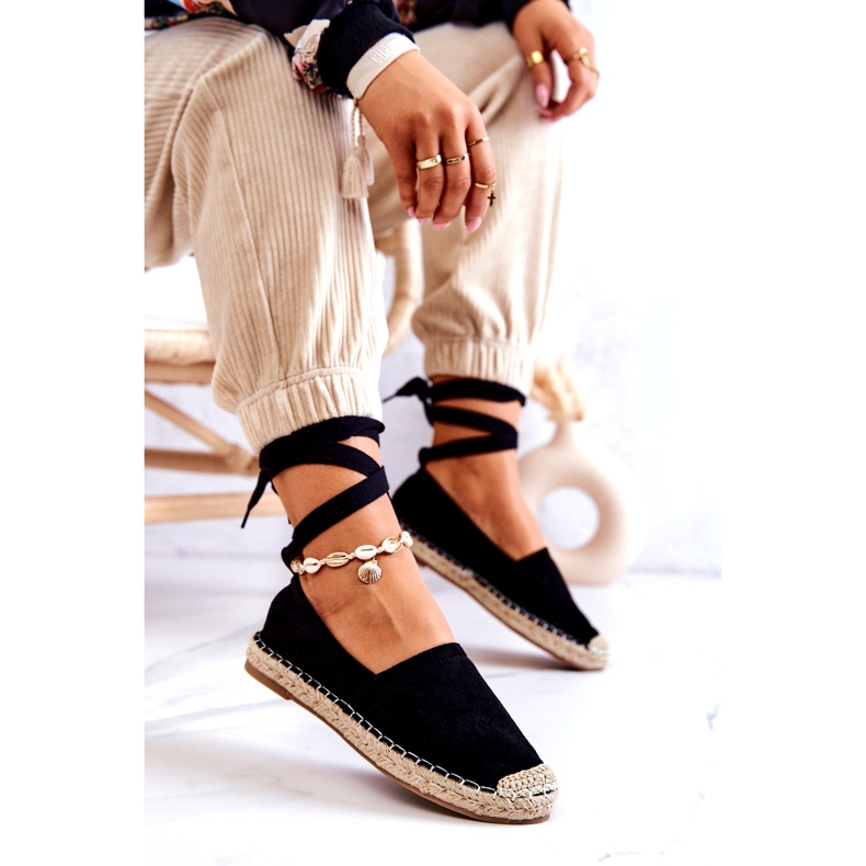 FB1 Alpercatas de camurça preta Ismanne amarradas preto 4